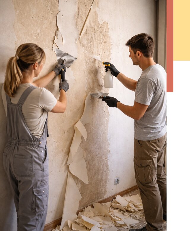 Снятие старых обоев в Качканаре от 5383 руб. под ключ недорого | ОТДЕЛОЧНИК-Кчк