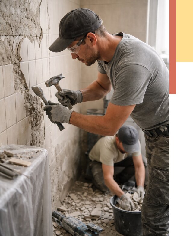 Демонтаж плитки со стен в Качканаре от 872 руб. — быстро и недорого | ОТДЕЛОЧНИК-Кчк