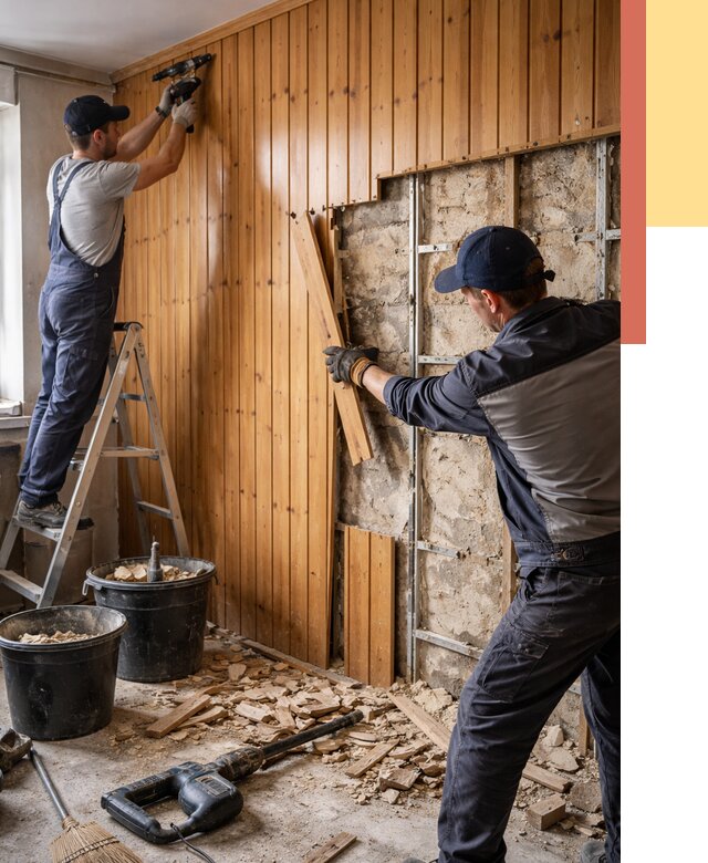 Демонтаж вагонки со стен в Качканаре от 1487 руб. — снятие, удаление, срочно | ОТДЕЛОЧНИК-Кчк