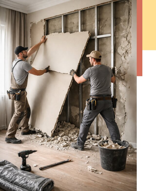 Демонтаж гипсокартона со стен в Качканаре от 359 руб. — услуги демонтажа | ОТДЕЛОЧНИК-Кчк