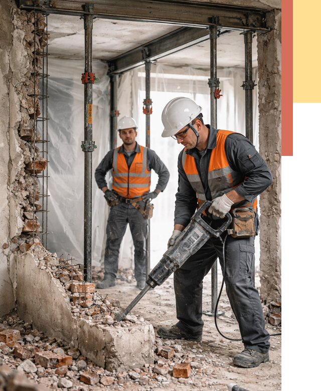 Снос несущих стен в Качканаре от 10509 руб. — демонтаж несущей стены под ключ | ОТДЕЛОЧНИК-Кчк