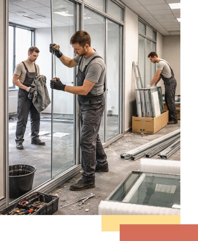 Демонтаж стеклянных перегородок в Качканаре быстро и безопасно