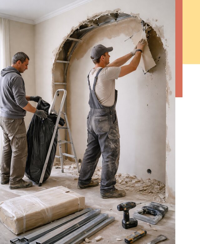 Демонтаж арки из гипсокартона в Качканаре от 3589 руб. — услуги под ключ | ОТДЕЛОЧНИК-Кчк