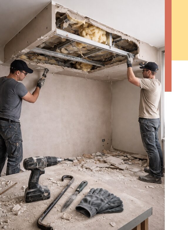 Демонтаж короба из гипсокартона в Качканаре от 1558 руб. — быстро и недорого | ОТДЕЛОЧНИК-Кчк