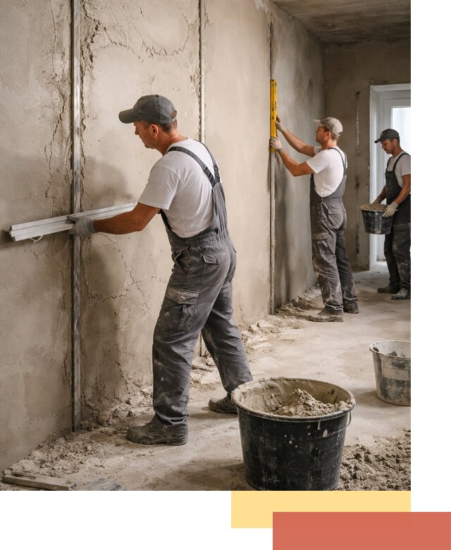 Штукатурка стен по маякам в Качканаре — точная и ровная поверхность