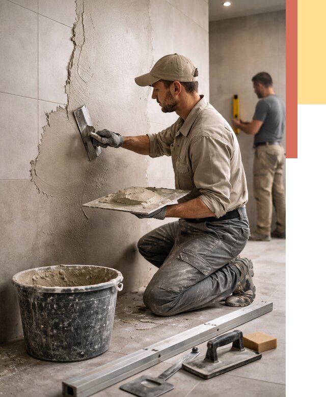 Штукатурка стен в ванной в Качканаре от 4614 руб./м² — выравнивание под ключ | ОТДЕЛОЧНИК-Кчк