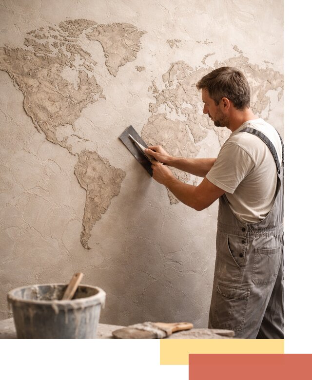 Декоративная штукатурка «Карта мира» под ключ в Качканаре