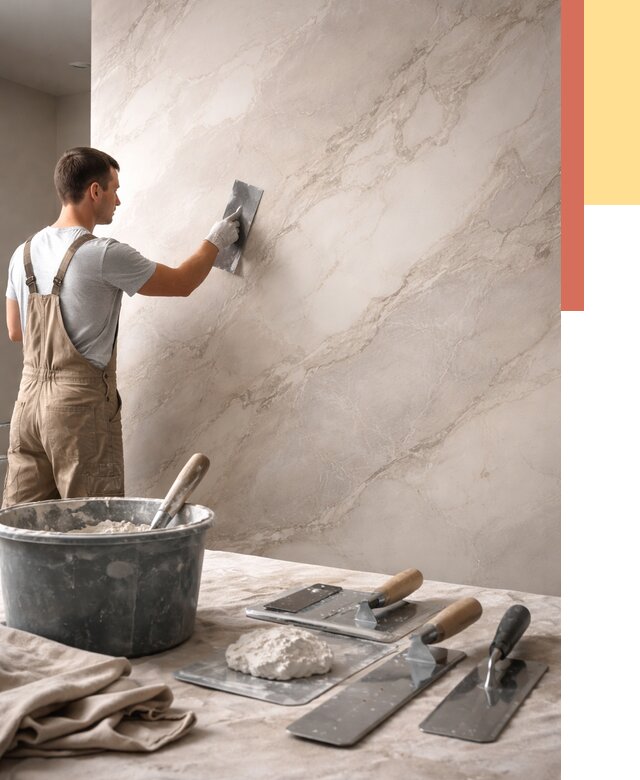 Декоративная штукатурка под мрамор в Качканаре от 2871 руб./м² — быстро и недорого | ОТДЕЛОЧНИК-Кчк