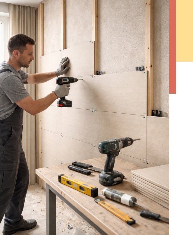 Монтаж МДФ панелей на стены в Качканаре от 1282 руб. под ключ | ОТДЕЛОЧНИК-Кчк