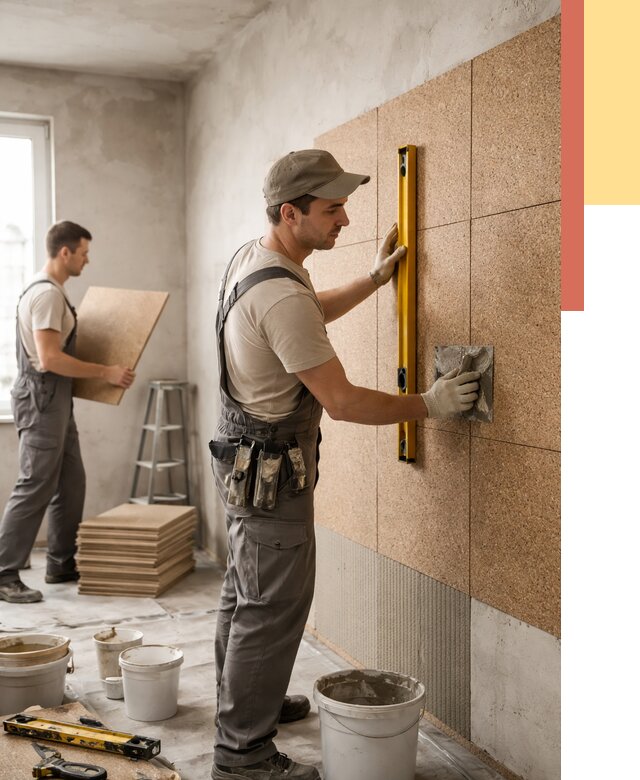 Монтаж пробковых панелей на стены в Качканаре от 3589 руб. — ОТДЕЛОЧНИК-Кчк