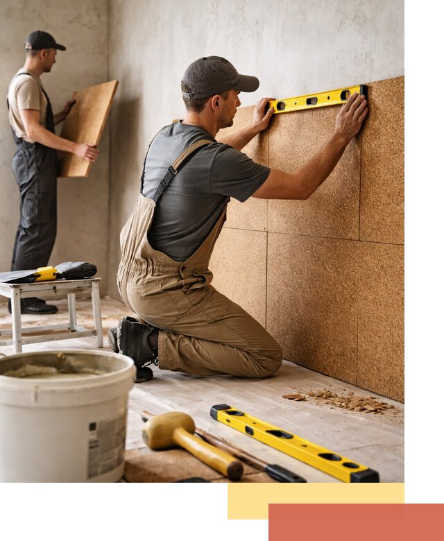 Монтаж пробковых панелей на стены в Качканаре быстро и качественно