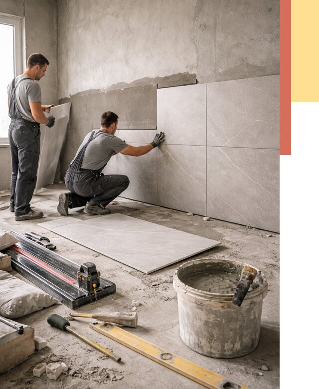 Облицовка стен керамогранитом в Качканаре от 4306 руб./м² — услуги под ключ | ОТДЕЛОЧНИК-Кчк