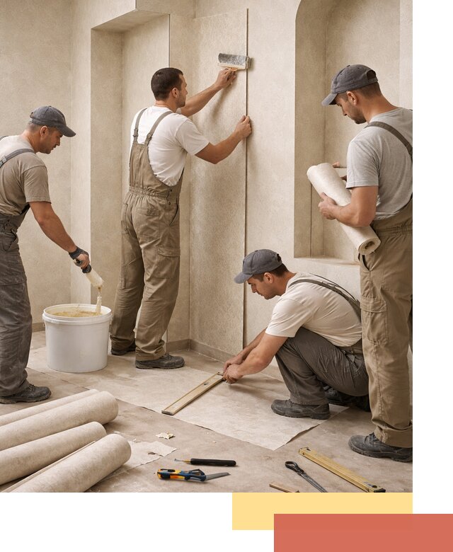 Поклейка обоев на сложные стены и неровные поверхности в Качканаре