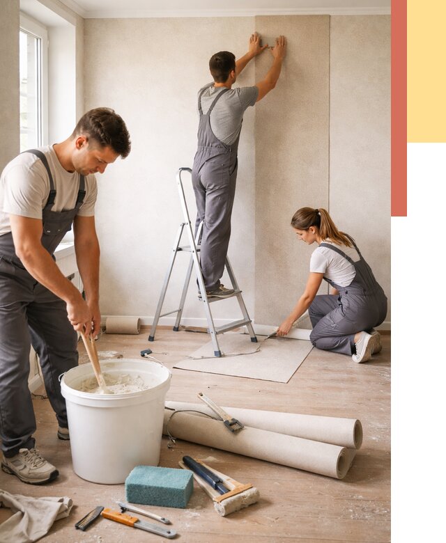 Оклейка стен обоями в Качканаре от 3589 руб/м2 — быстро и недорого | ОТДЕЛОЧНИК-Кчк