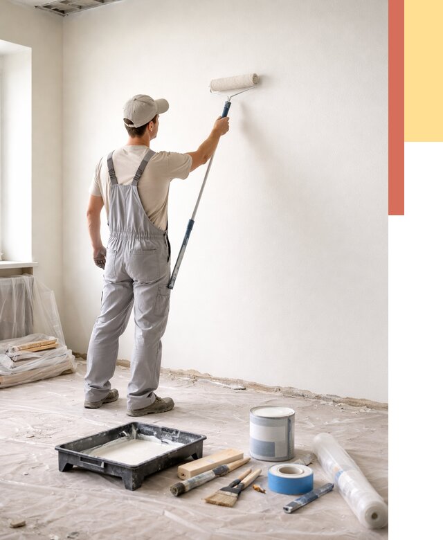 Покраска стен водоэмульсионной краской в Качканаре от 461 руб. за м² | ОТДЕЛОЧНИК-Кчк