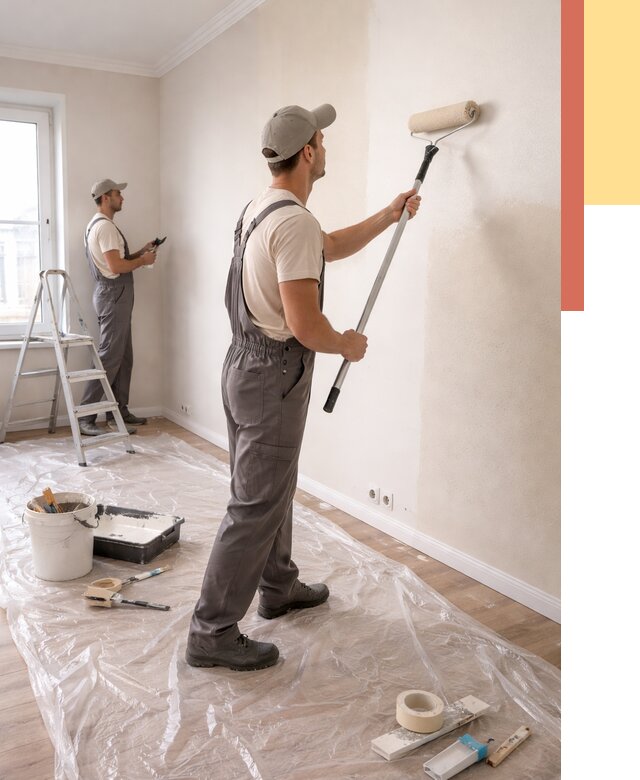 Покраска стен акриловой краской в Качканаре от 3589 руб./м² — быстро и недорого | ОТДЕЛОЧНИК-Кчк