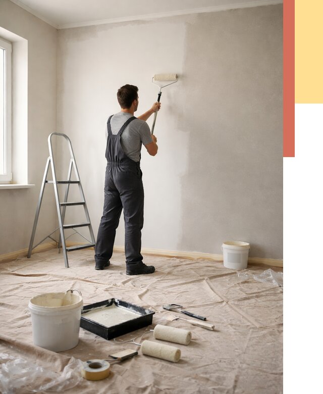 Покраска стен моющейся краской в Качканаре от 359 руб./м² — быстро и недорого | ОТДЕЛОЧНИК-Кчк