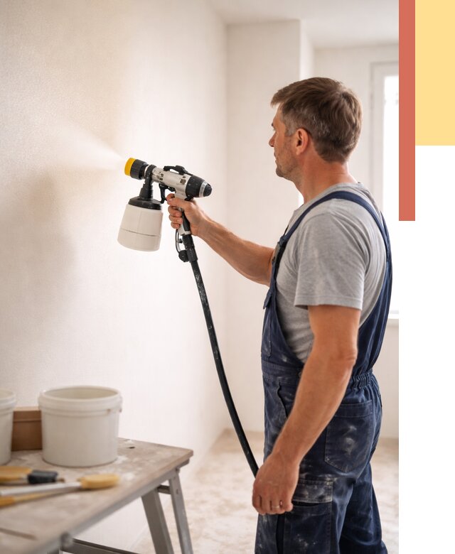 Покраска стен краскопультом в Качканаре от 7690 руб. — механизированная покраска | ОТДЕЛОЧНИК-Кчк