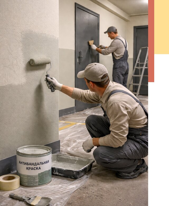 Покраска стен антивандальной краской в Качканаре от 4614 руб./м² под ключ | ОТДЕЛОЧНИК-Кчк