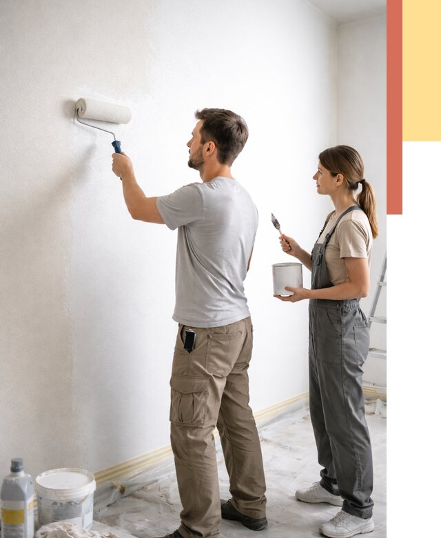 Окраска стен по стеклохолсту в Качканаре от 4614 руб/м² под ключ | ОТДЕЛОЧНИК-Кчк