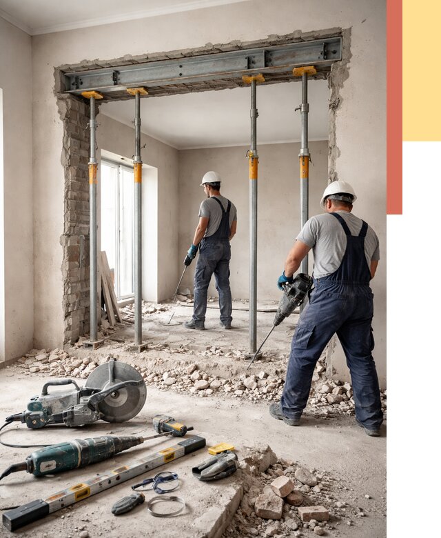 Прорезка проема в стене в Качканаре от 4614 руб. — быстро и недорого | ОТДЕЛОЧНИК-Кчк