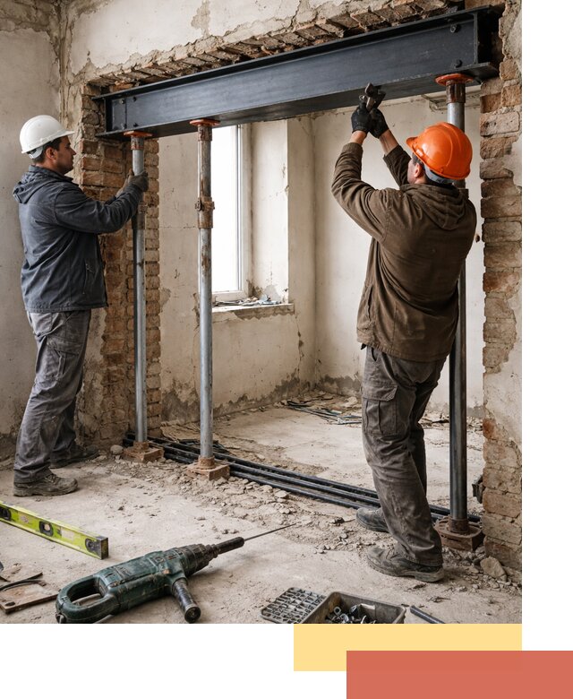 Усиление проема в стене в Качканаре для расширения и безопасности