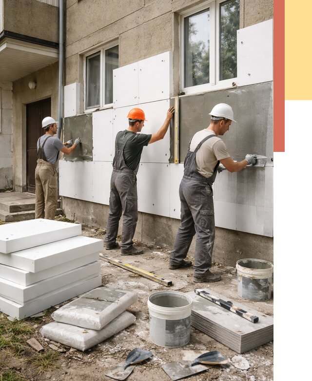 Утепление стен пенопластом в Качканаре от 1794 руб. — недорого и под ключ | ОТДЕЛОЧНИК-Кчк