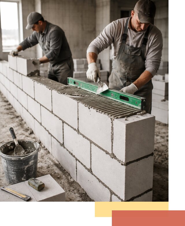 Кладка перегородок из газобетона в Качканаре быстро и качественно