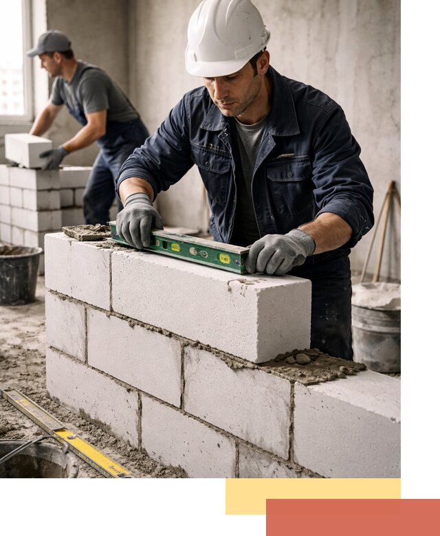 Кладка перегородок из пеноблока под ключ в Качканаре