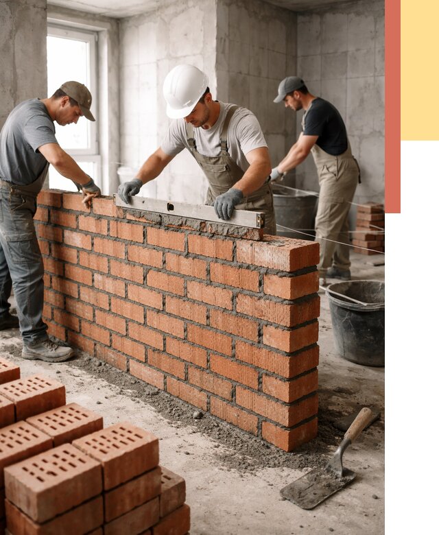 Кладка перегородок из кирпича в Качканаре от 3589 руб. за м² | ОТДЕЛОЧНИК-Кчк