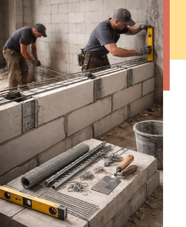 Армирование кладки перегородок в Качканаре от 769 руб. под ключ | ОТДЕЛОЧНИК-Кчк