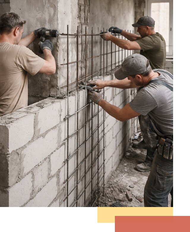 Армирование кладки перегородок в Качканаре профессионально и надёжно