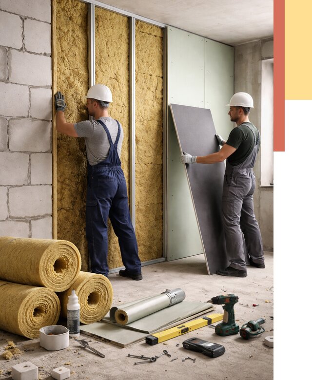 Шумоизоляция перегородок из блоков в Качканаре от 1897 руб./м² — быстро и недорого | ОТДЕЛОЧНИК-Кчк