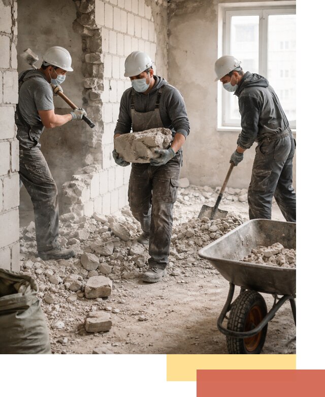 Демонтаж блочных перегородок в Качканаре быстро и аккуратно