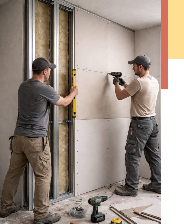 Монтаж двухслойной перегородки из гипсокартона в Качканаре от 1487 руб. | ОТДЕЛОЧНИК-Кчк