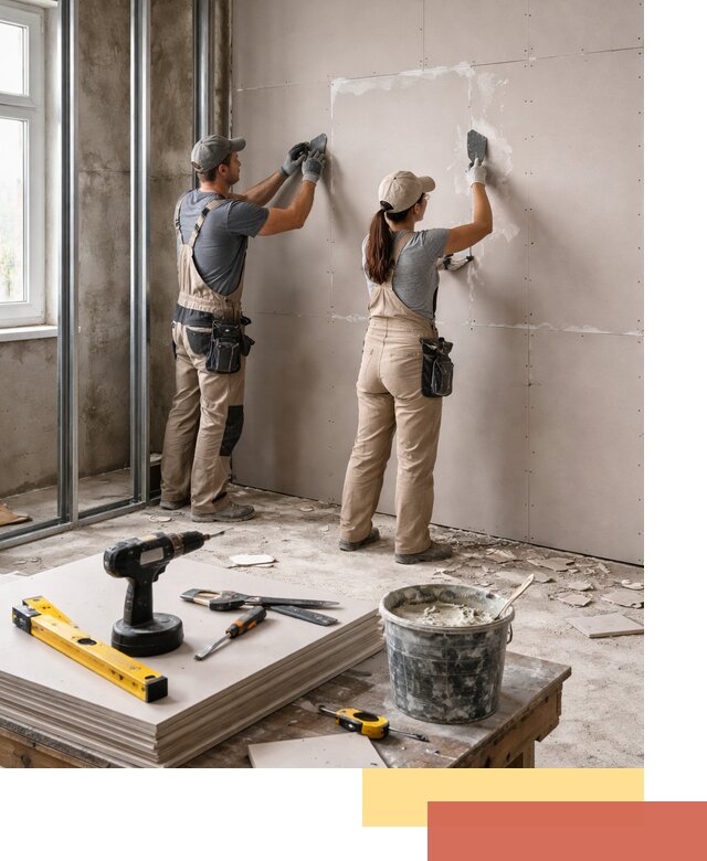 Монтаж двухслойной перегородки из гипсокартона в Качканаре