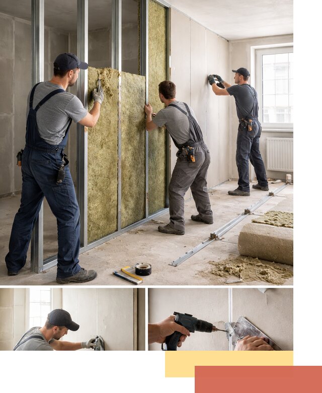 Перегородка из гипсокартона с шумоизоляцией в Качканаре — монтаж под ключ