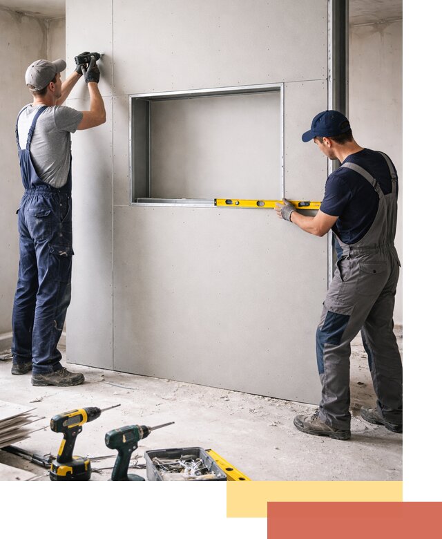 Перегородка из гипсокартона с нишей под декор в Качканаре