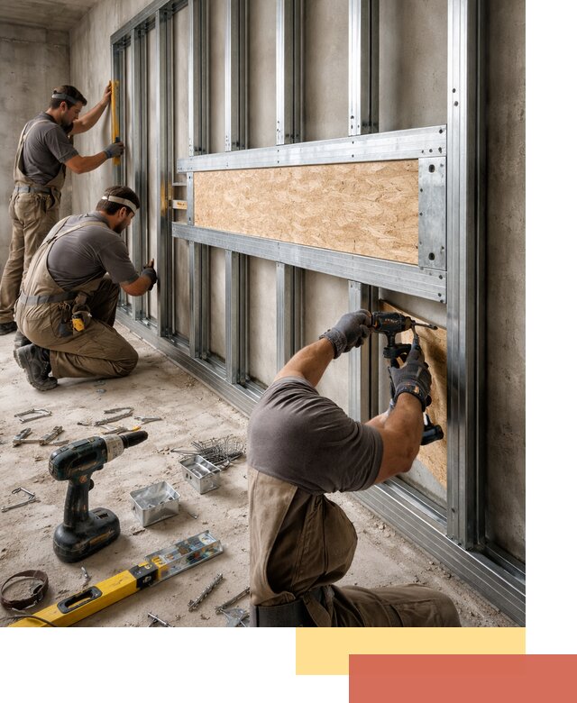 Усиленная перегородка для крепления тяжёлых конструкций в Качканаре