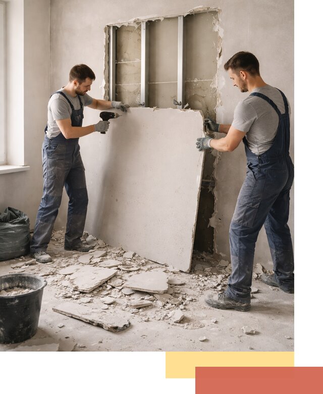 Демонтаж перегородки из гипсокартона в Качканаре быстрый и аккуратный