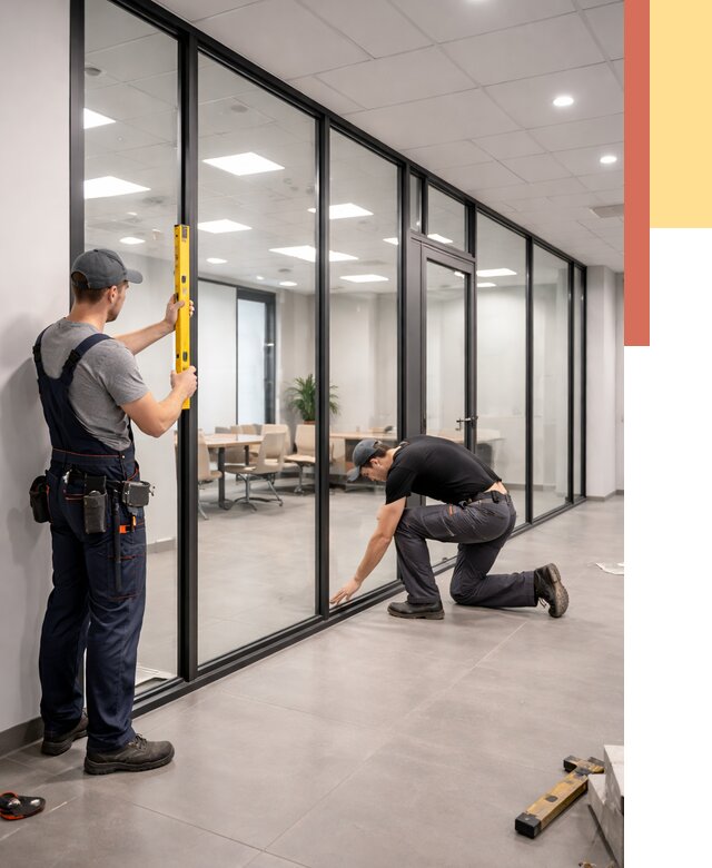 Каркасные стеклянные перегородки в Качканаре под ключ от 9433 руб. | ОТДЕЛОЧНИК-Кчк