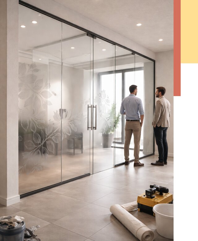 Стеклянные перегородки с рисунком в Качканаре от 12816 руб. монтаж и нанесение | ОТДЕЛОЧНИК-Кчк