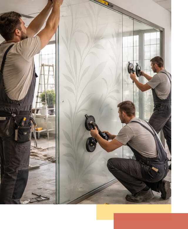 Стеклянные перегородки с рисунком на заказ в Качканаре