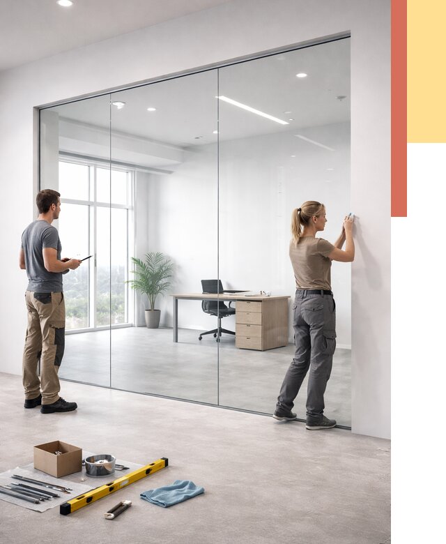 Перегородки из закаленного стекла в Качканаре от 9740 руб. под ключ | ОТДЕЛОЧНИК-Кчк