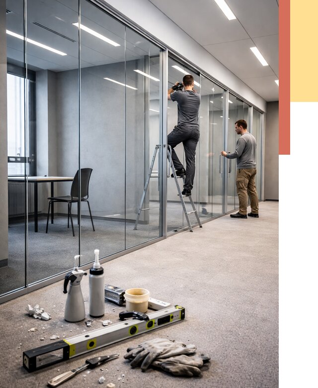 Стеклянные офисные перегородки в Качканаре от 8715 руб. — монтаж и установка | ОТДЕЛОЧНИК-Кчк