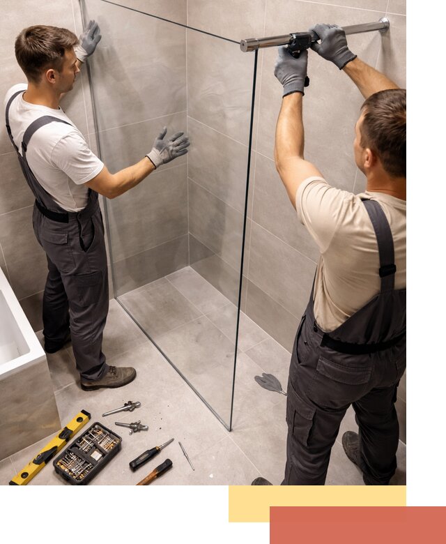 Стеклянные перегородки для душа в Качканаре — изготовление и монтаж