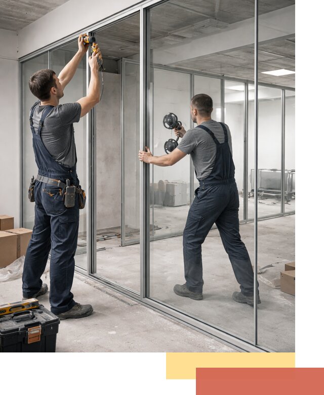 Алюминиевые перегородки со стеклом в Качканаре — изготовление и монтаж