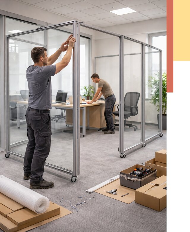 Мобильные офисные перегородки в Качканаре от 12816 руб. — установка под ключ | ОТДЕЛОЧНИК-Кчк