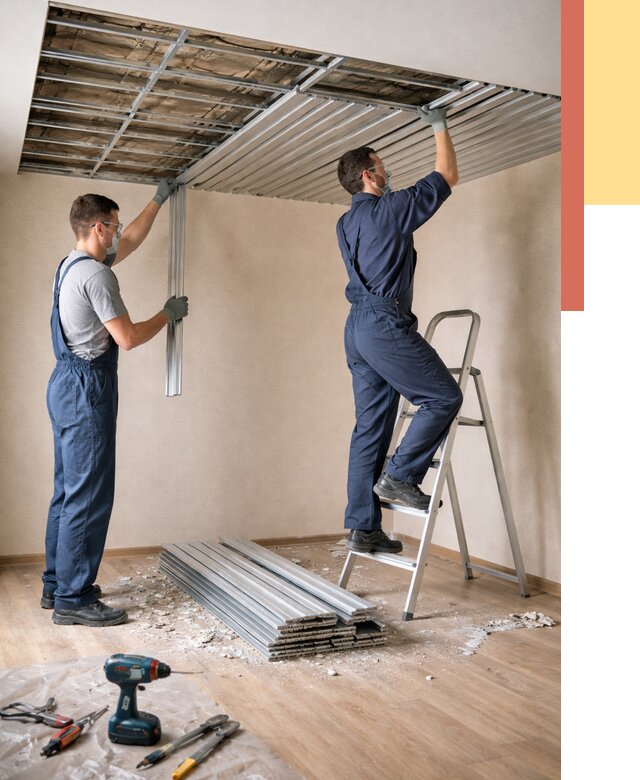 Демонтаж реечного потолка в Качканаре от 4614 руб. быстро и недорого | ОТДЕЛОЧНИК-Кчк