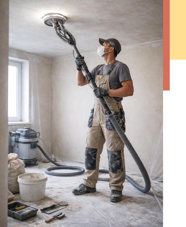 Шлифовка потолка в Качканаре от 3589 руб. — услуги шлифования потолка | ОТДЕЛОЧНИК-Кчк